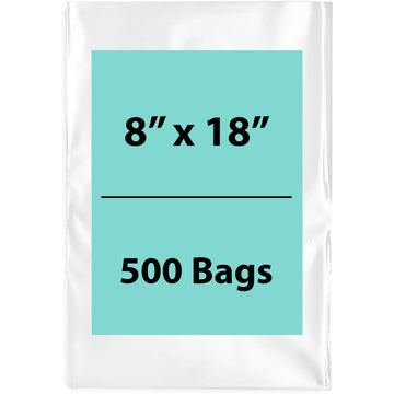 Clear Poly Bags Thickness: 4 Mil Size: 8 inch (width) X 18 inch (Height) Pack  of 500 Bags